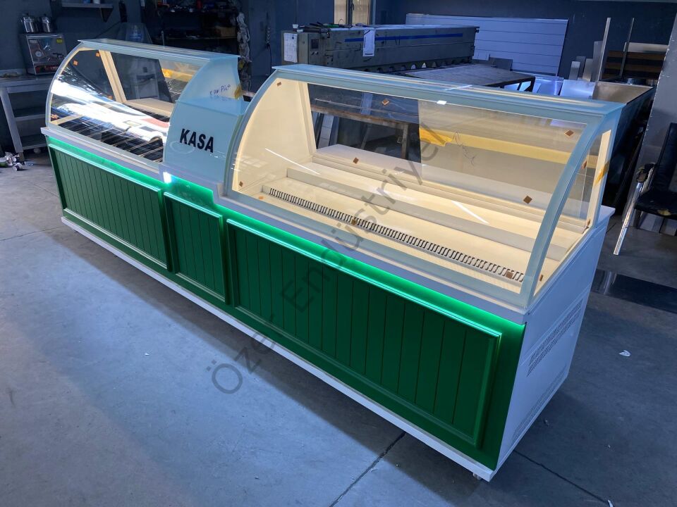 Kumpir & Waffle Tezgahı Seti | Soğutmalı Dolap + Kasa Banko