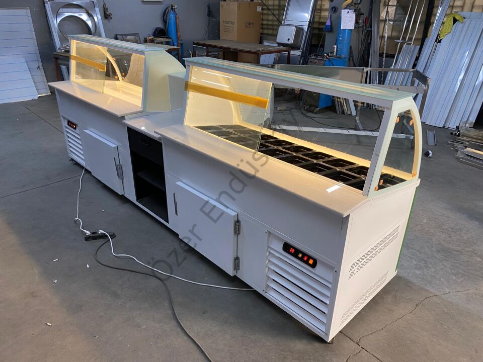 Kumpir & Waffle Tezgahı Seti | Soğutmalı Dolap + Kasa Banko