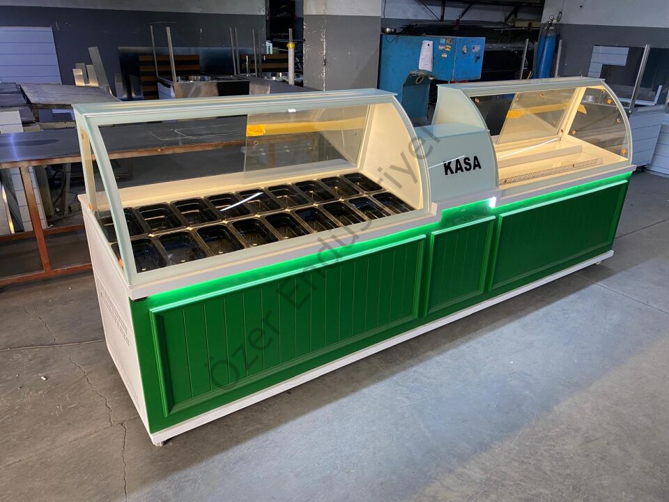 Kumpir & Waffle Tezgahı Seti | Soğutmalı Dolap + Kasa Banko