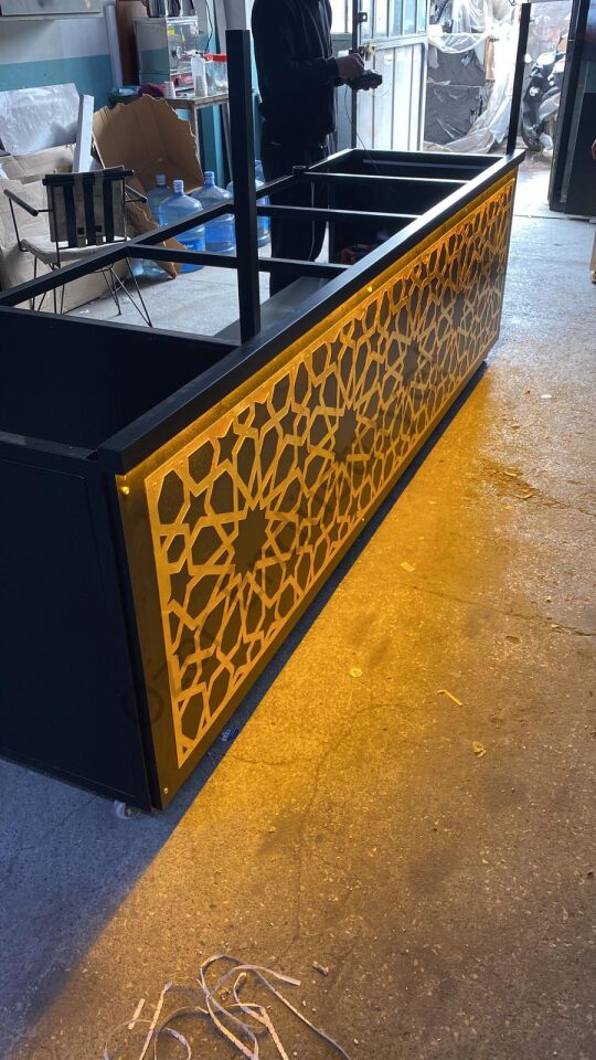 300 cm Baklava Tezgahı | Lüks Selçuklu Motifli Teşhir Dolabı + Kasa