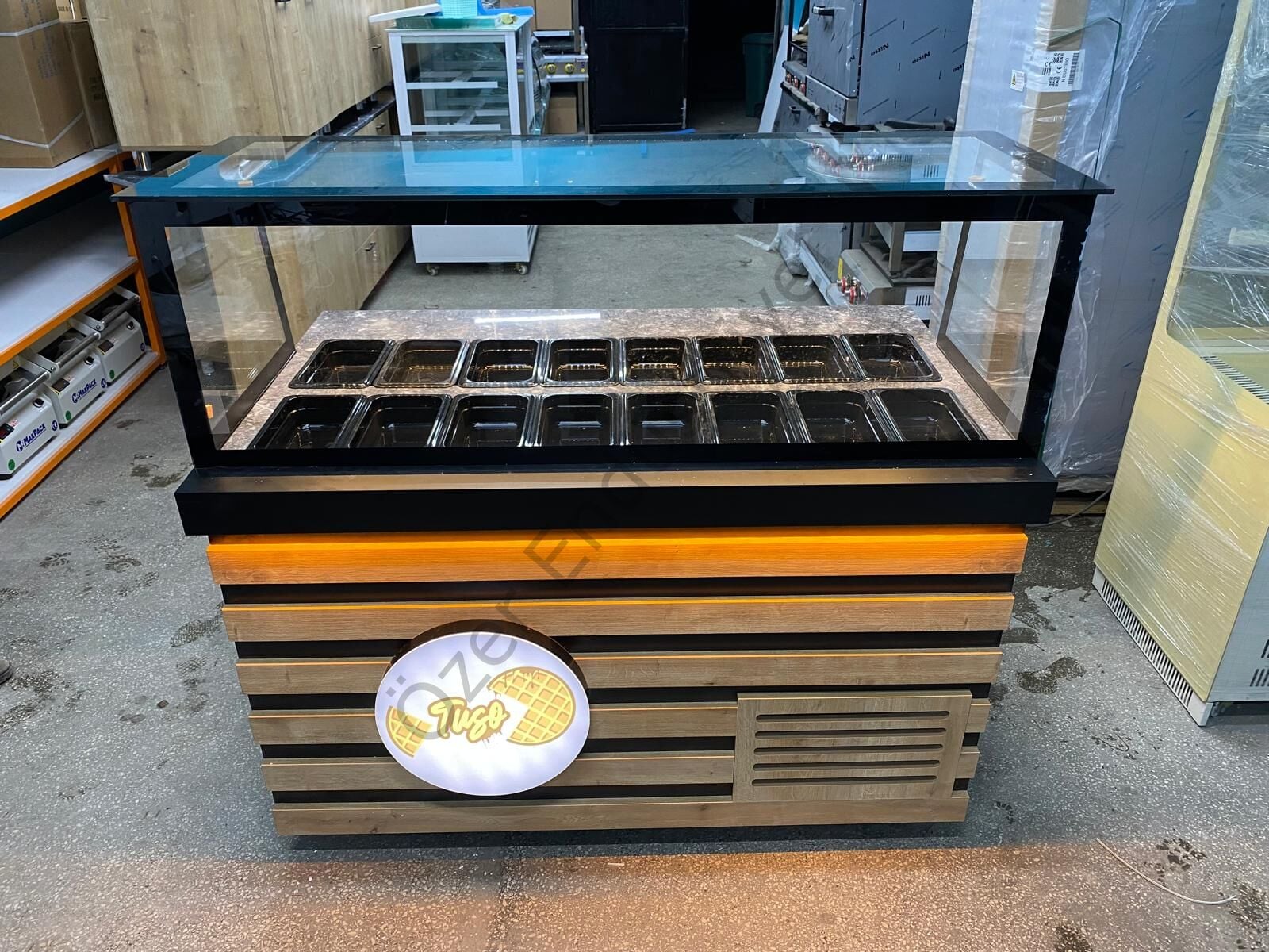 150 Cm Soğutmalı Kumpir Dolabı | Kumpir Tezgahı +4 Derece Soğutma Depolu LED Işıklı Özel Tasarım