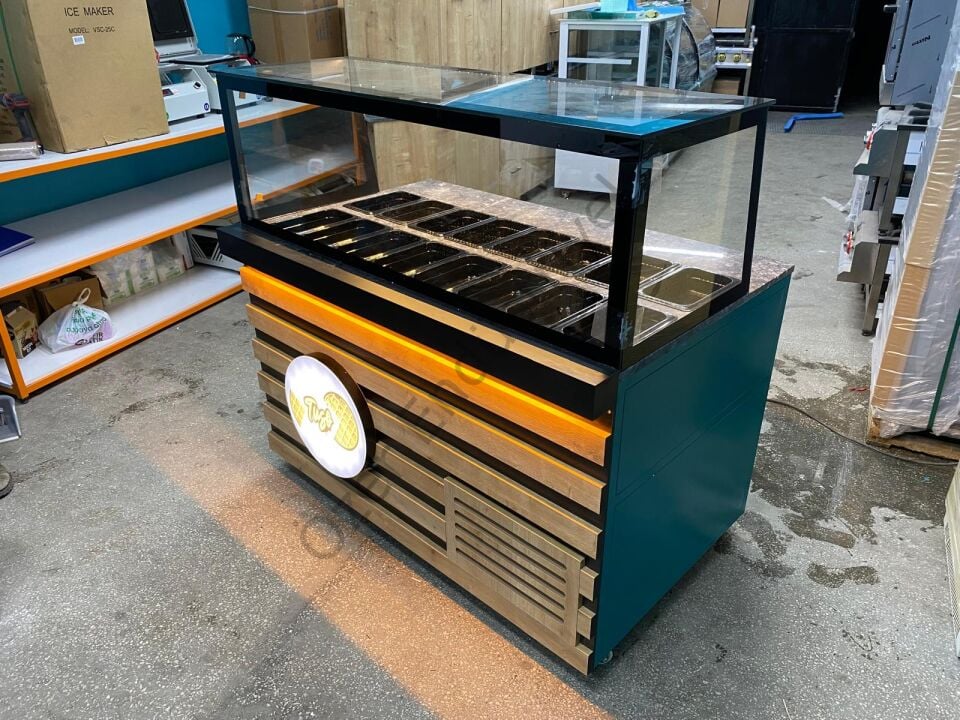 150 Cm Soğutmalı Kumpir Dolabı | Kumpir Tezgahı +4 Derece Soğutma Depolu LED Işıklı Özel Tasarım