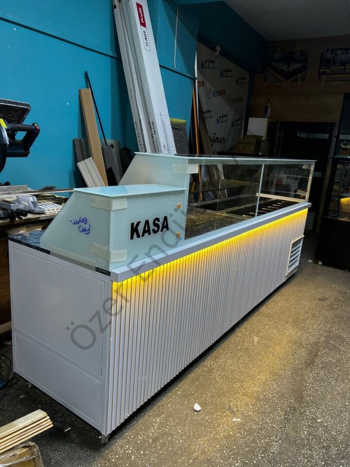 Soğutmalı Kahvaltı Dolabı Seti | Çalışma Alanlı ve Kasa Bankolu