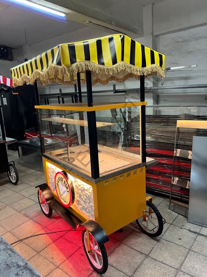 Tenteli Pilav Arabası | LED Işıklı Seyyar Pilav Tezgahı