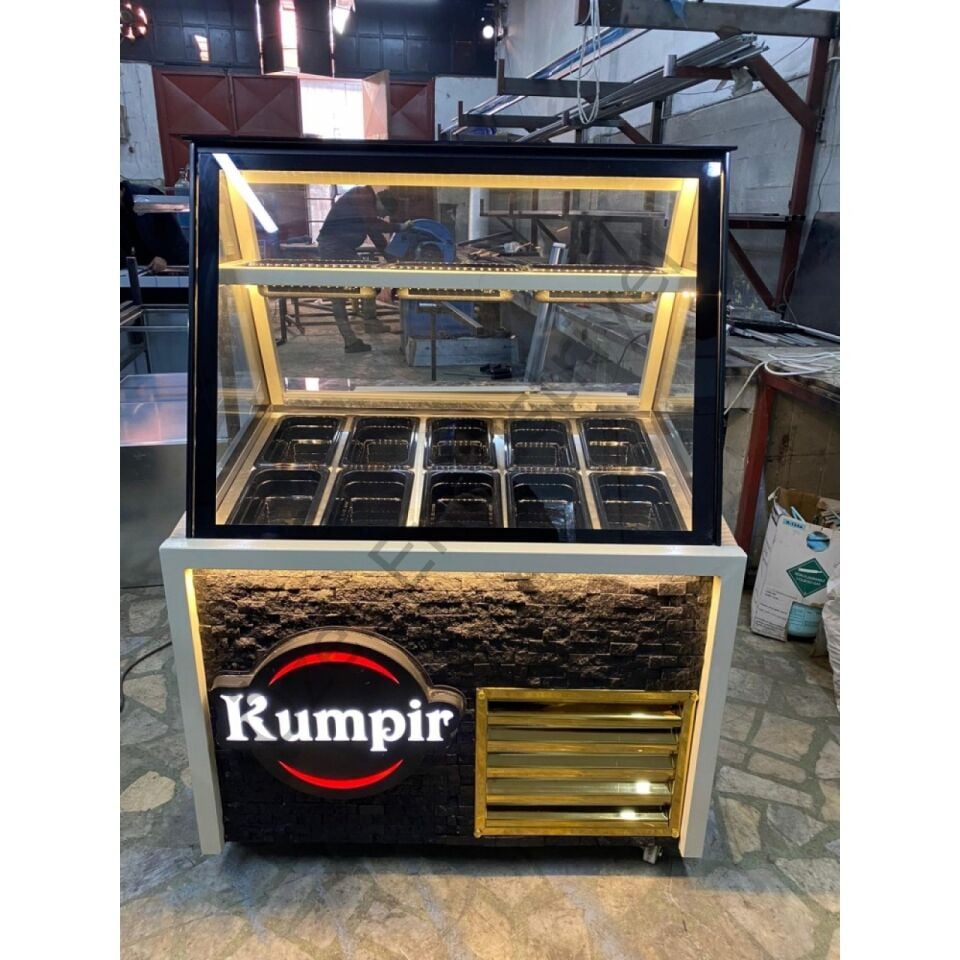 Kumpir Tezgahı 100 cm Soğutmalı LED Işıklı