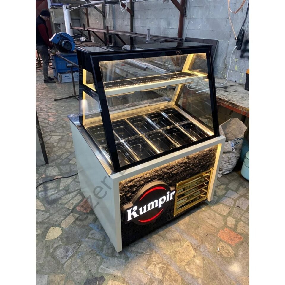 Kumpir Tezgahı 100 cm Soğutmalı LED Işıklı