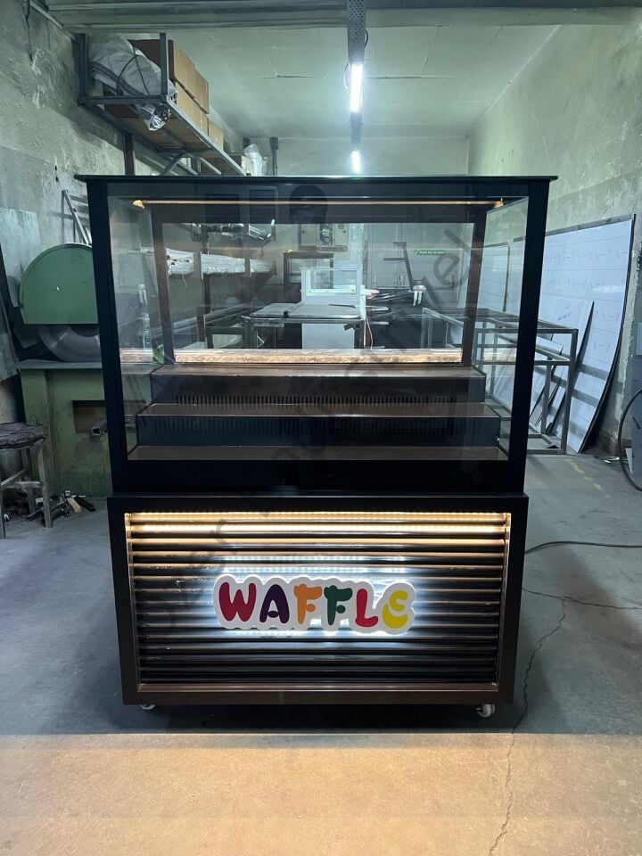 Siyah Waffle Dolabı | Ledli, Tabelalı, Soğutmalı