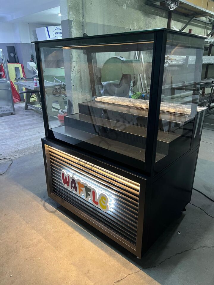 Siyah Waffle Dolabı | Ledli, Tabelalı, Soğutmalı