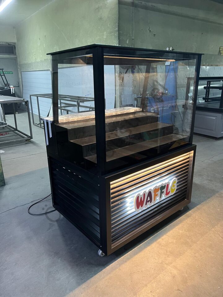 Siyah Waffle Dolabı | Ledli, Tabelalı, Soğutmalı