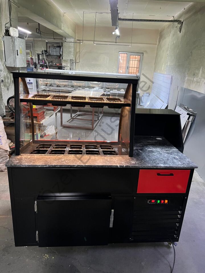 Kasa Bankolu Kumpir Dolabı | Bombe Camlı, Soğutmalı