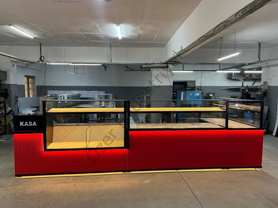 6 Metre L Tipi Baklava & Ekmek Tezgahı | Isıtmalı, Kasa Bankolu