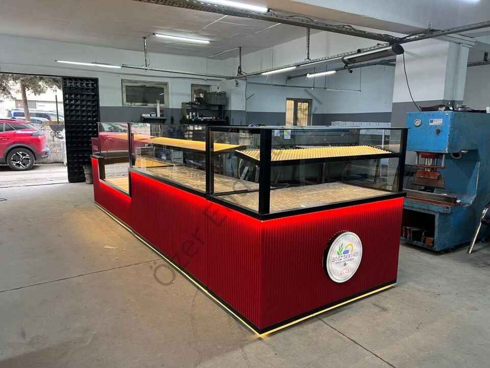 6 Metre L Tipi Baklava & Ekmek Tezgahı | Isıtmalı, Kasa Bankolu