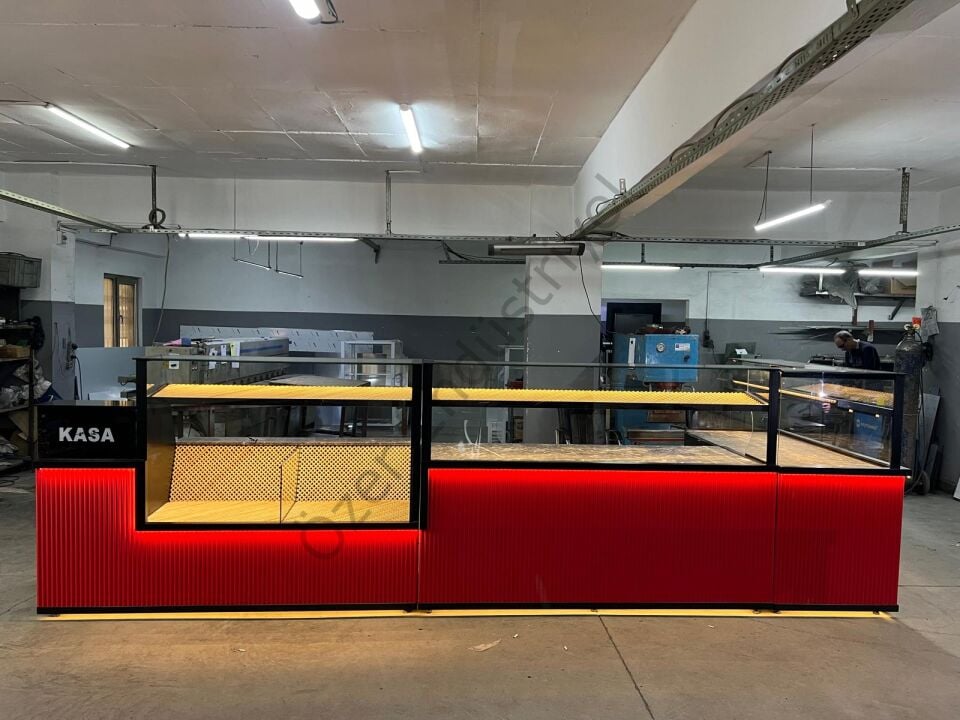 6 Metre L Tipi Baklava & Ekmek Tezgahı | Isıtmalı, Kasa Bankolu