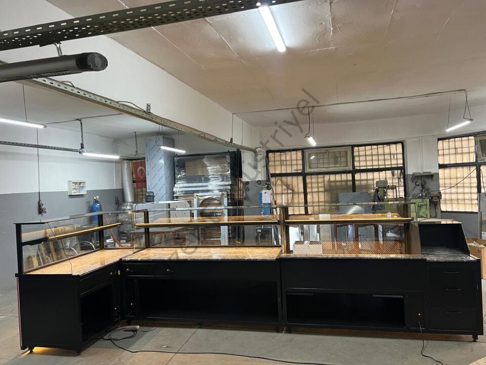 6 Metre L Tipi Baklava & Ekmek Tezgahı | Isıtmalı, Kasa Bankolu