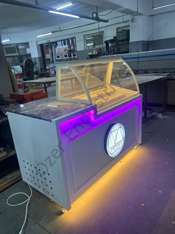 Waffle Dolabı | Soğutmalı, Mermer Bankolu, Ledli