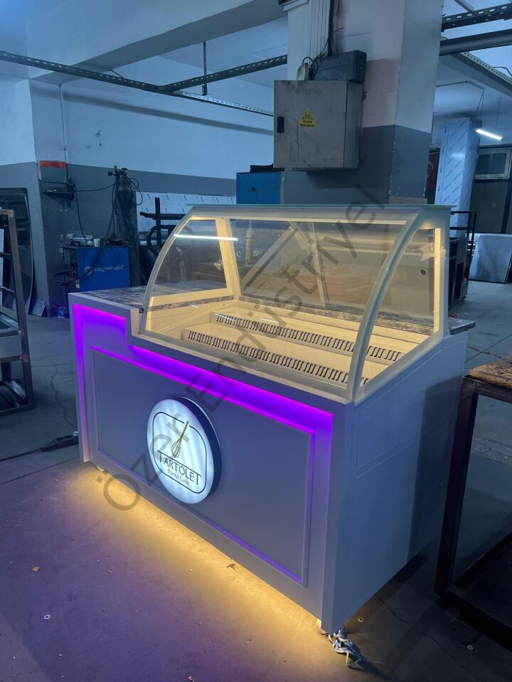 Waffle Dolabı | Soğutmalı, Mermer Bankolu, Ledli