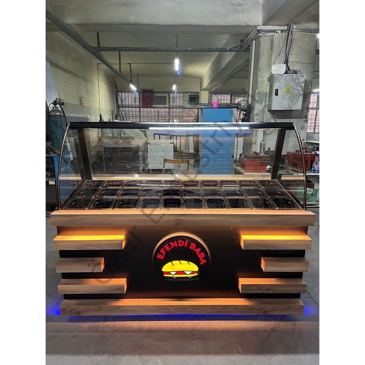 Soğutmalı Kahvaltı Dolabı 170 cm | Bombe Camlı, Ledli