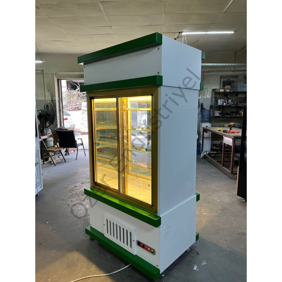 Cephe Tipi Pasta Tatlı Teşhir Dolabı Gold Detaylı Vitrin