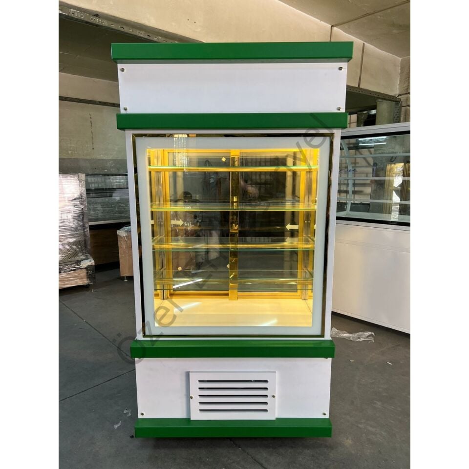Cephe Tipi Pasta Tatlı Teşhir Dolabı Gold Detaylı Vitrin