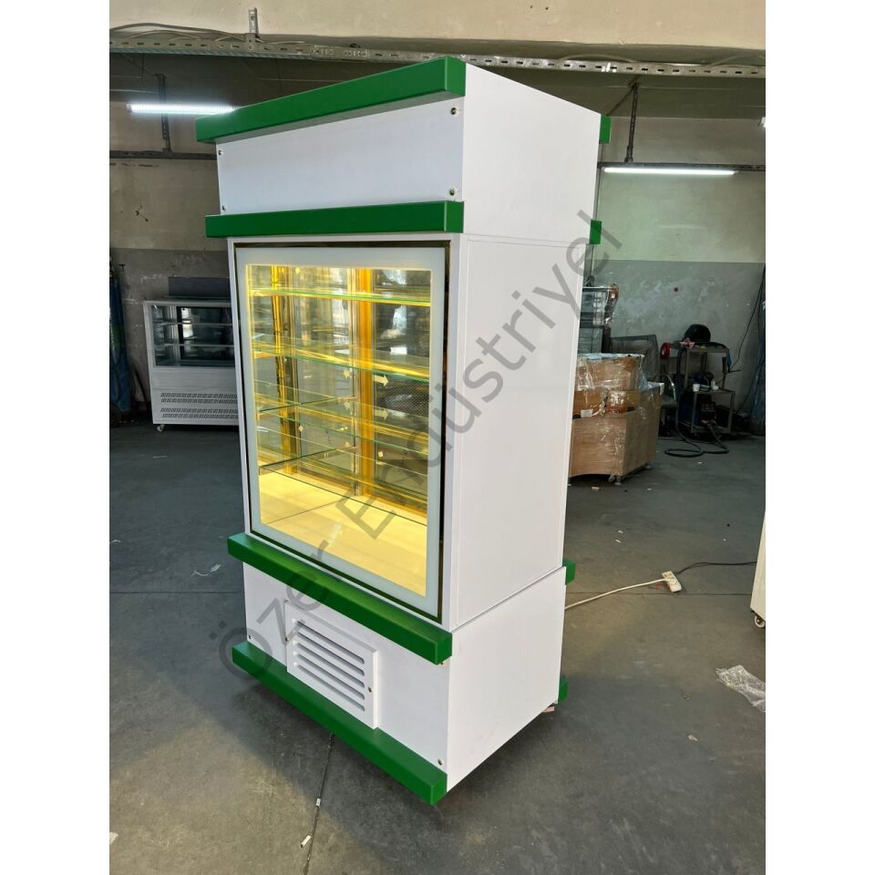 Cephe Tipi Pasta Tatlı Teşhir Dolabı Gold Detaylı Vitrin
