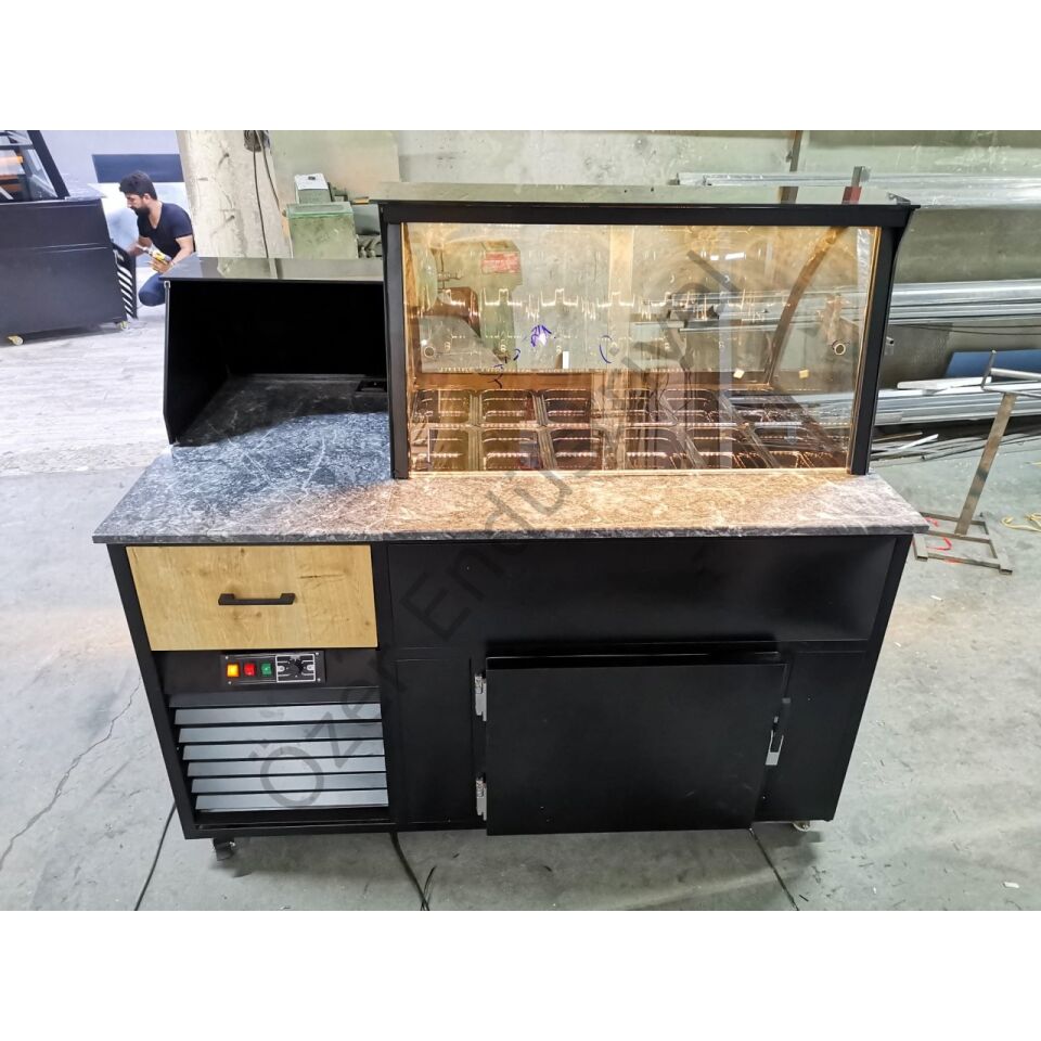 150 cm Kumpir Tezgahı +4°C Soğutmalı Kasa Bankolu