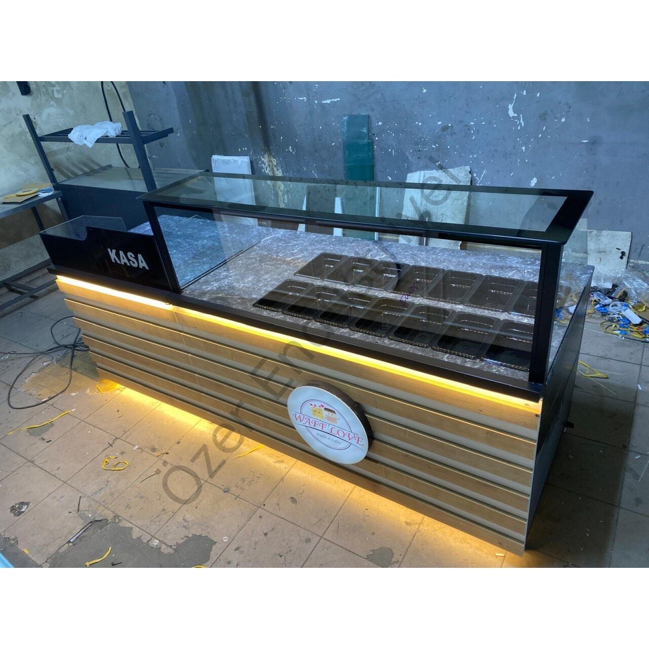 180 Cm Kumpir Dolabı Tezgahı + 100 Cm Kasa Bankosu