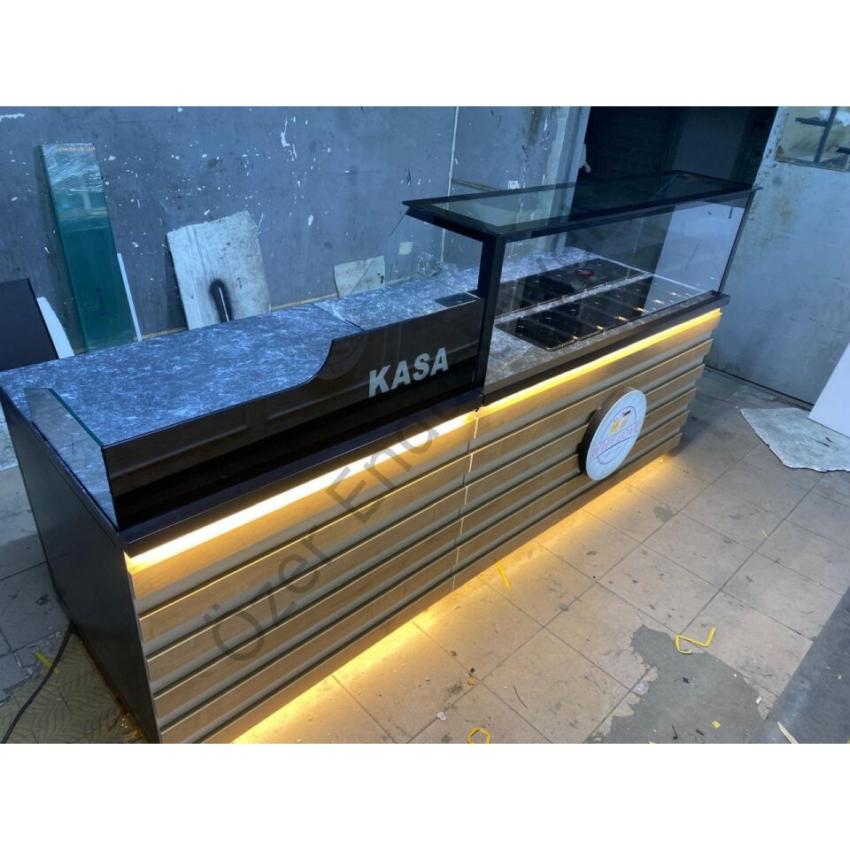 180 Cm Kumpir Dolabı Tezgahı + 100 Cm Kasa Bankosu