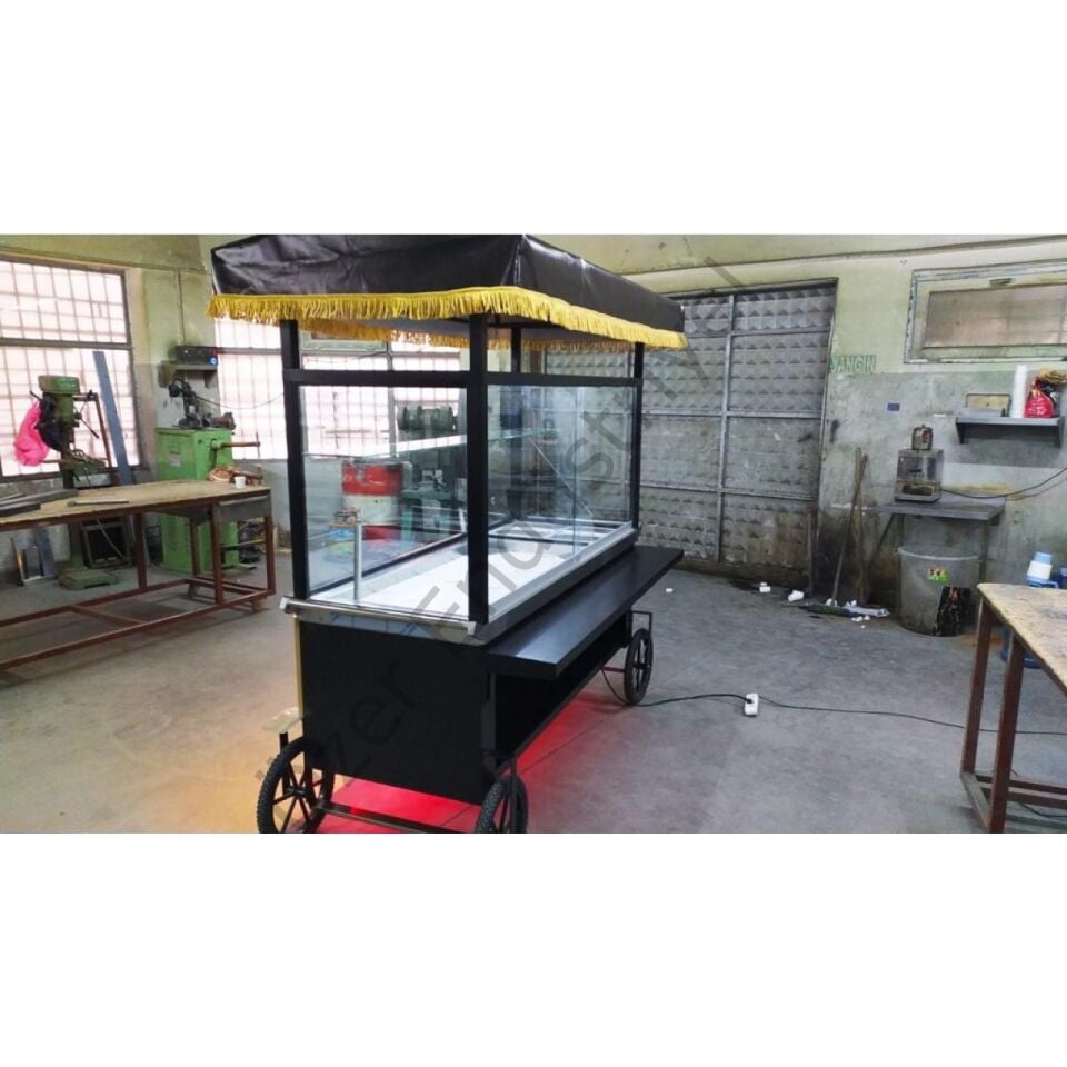 200 cm Seyyar Pilav Arabası | Ledli, Paslanmaz Çelik, Tüp/Elektrik