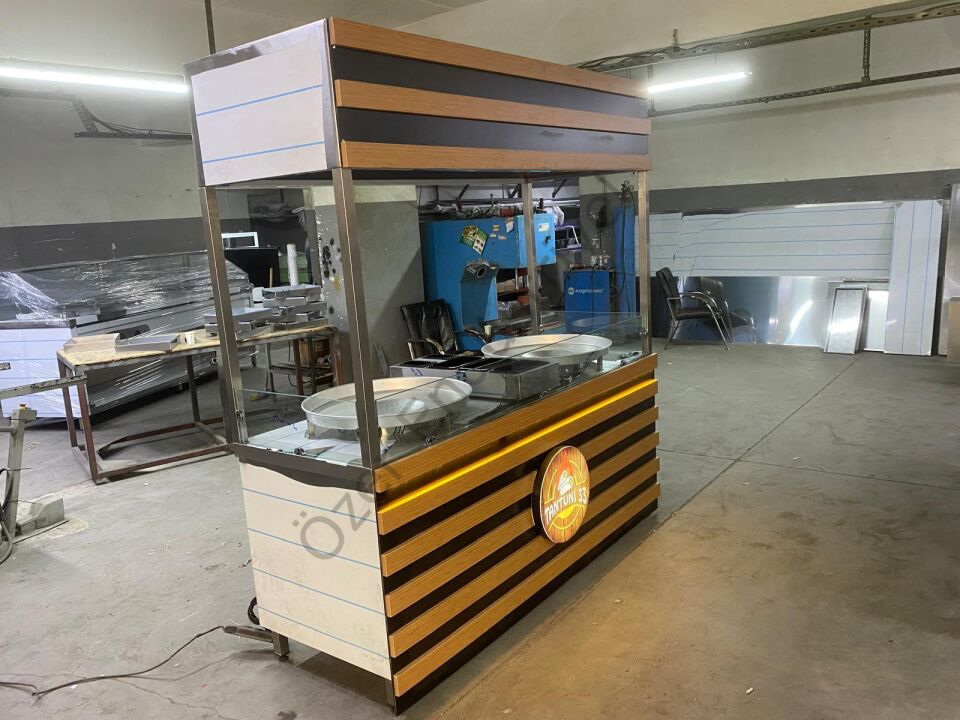 200 cm Çift Tepsili Tantuni Tezgahı | Paslanmaz Çelik, Doğalgazlı/Tüplü