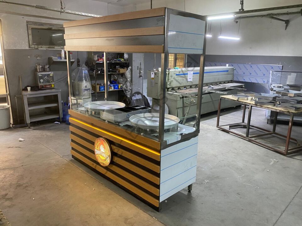 200 cm Çift Tepsili Tantuni Tezgahı | Paslanmaz Çelik, Doğalgazlı/Tüplü