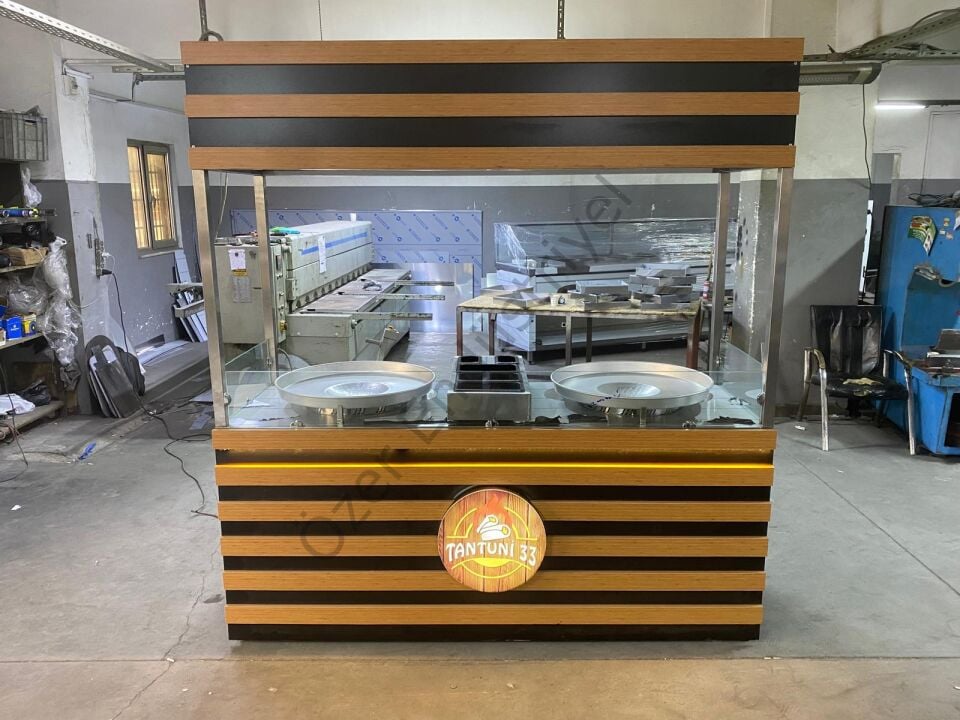 200 cm Çift Tepsili Tantuni Tezgahı | Paslanmaz Çelik, Doğalgazlı/Tüplü