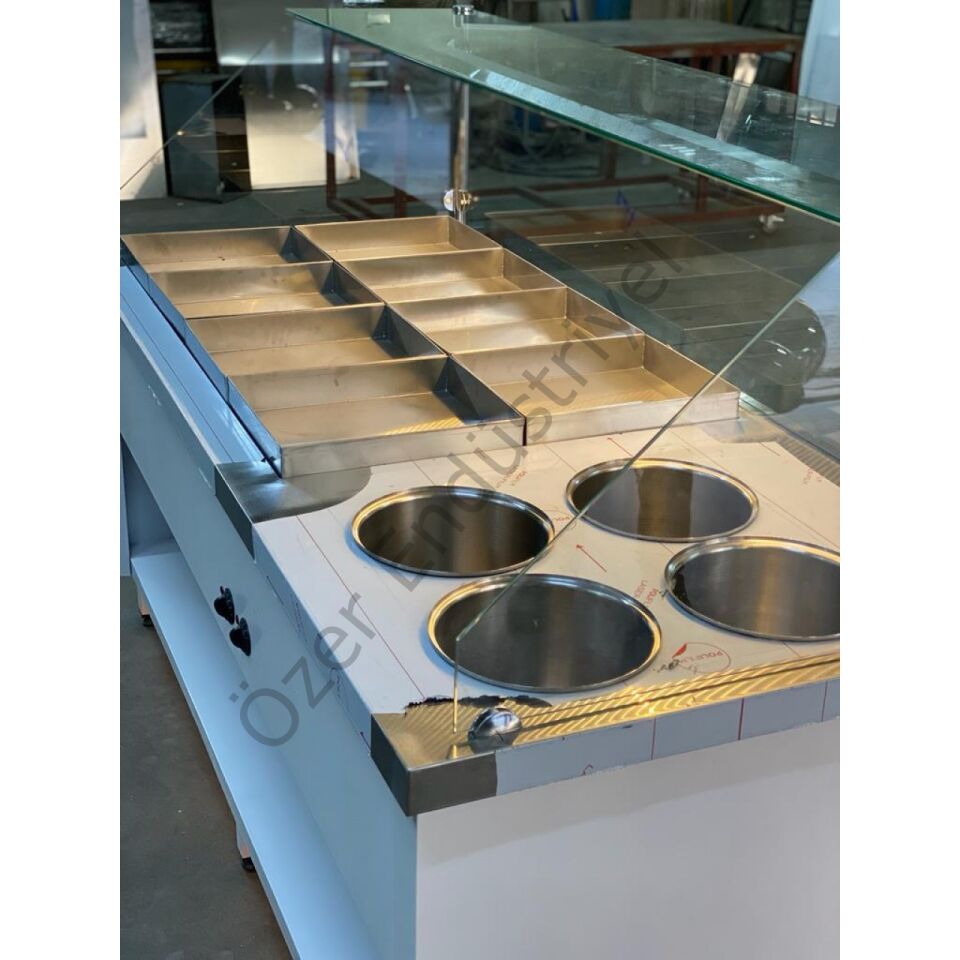 Sulu Sistem 8+4 Benmari Yemek Servis Tezgahı | Led Aydınlatmalı