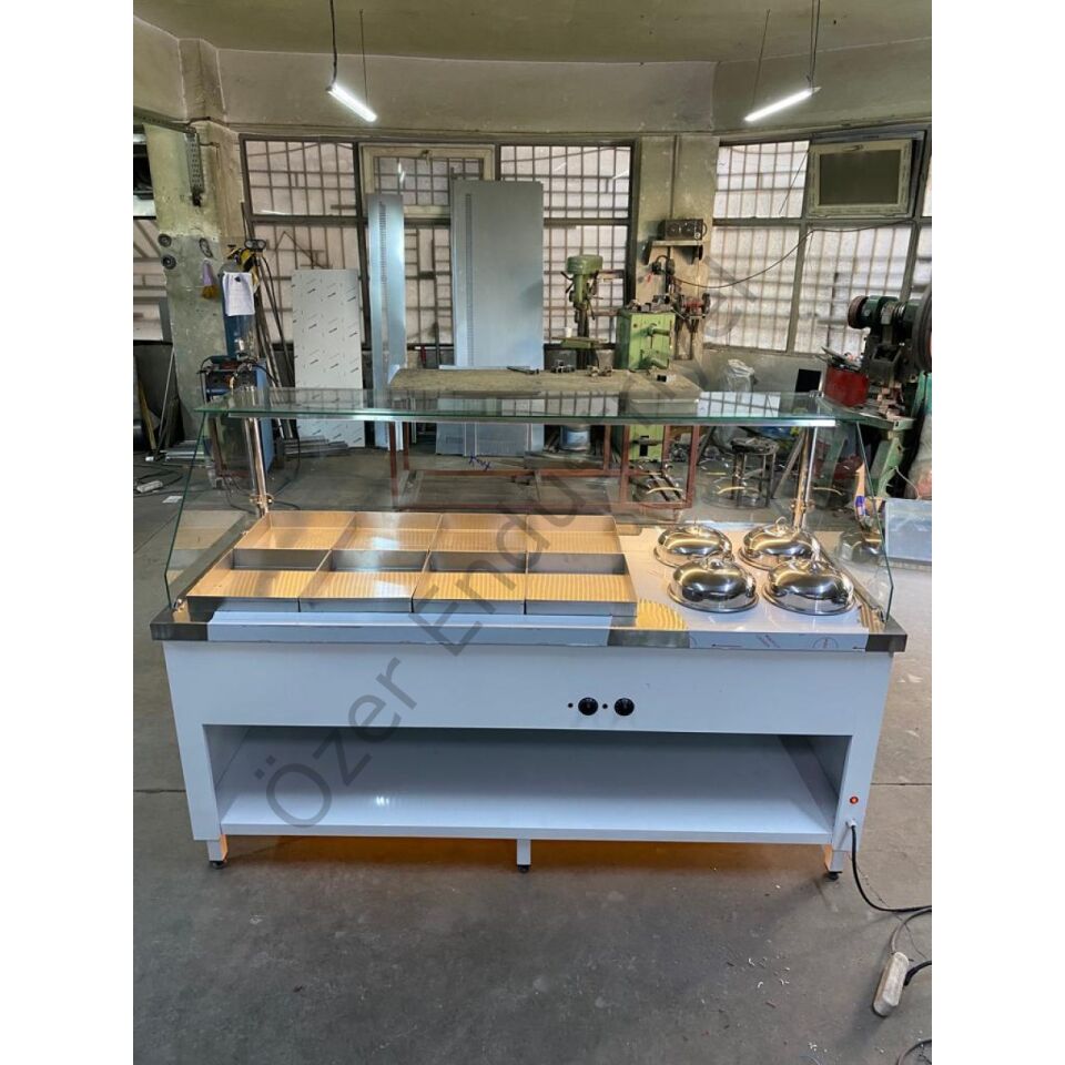 Sulu Sistem 8+4 Benmari Yemek Servis Tezgahı | Led Aydınlatmalı