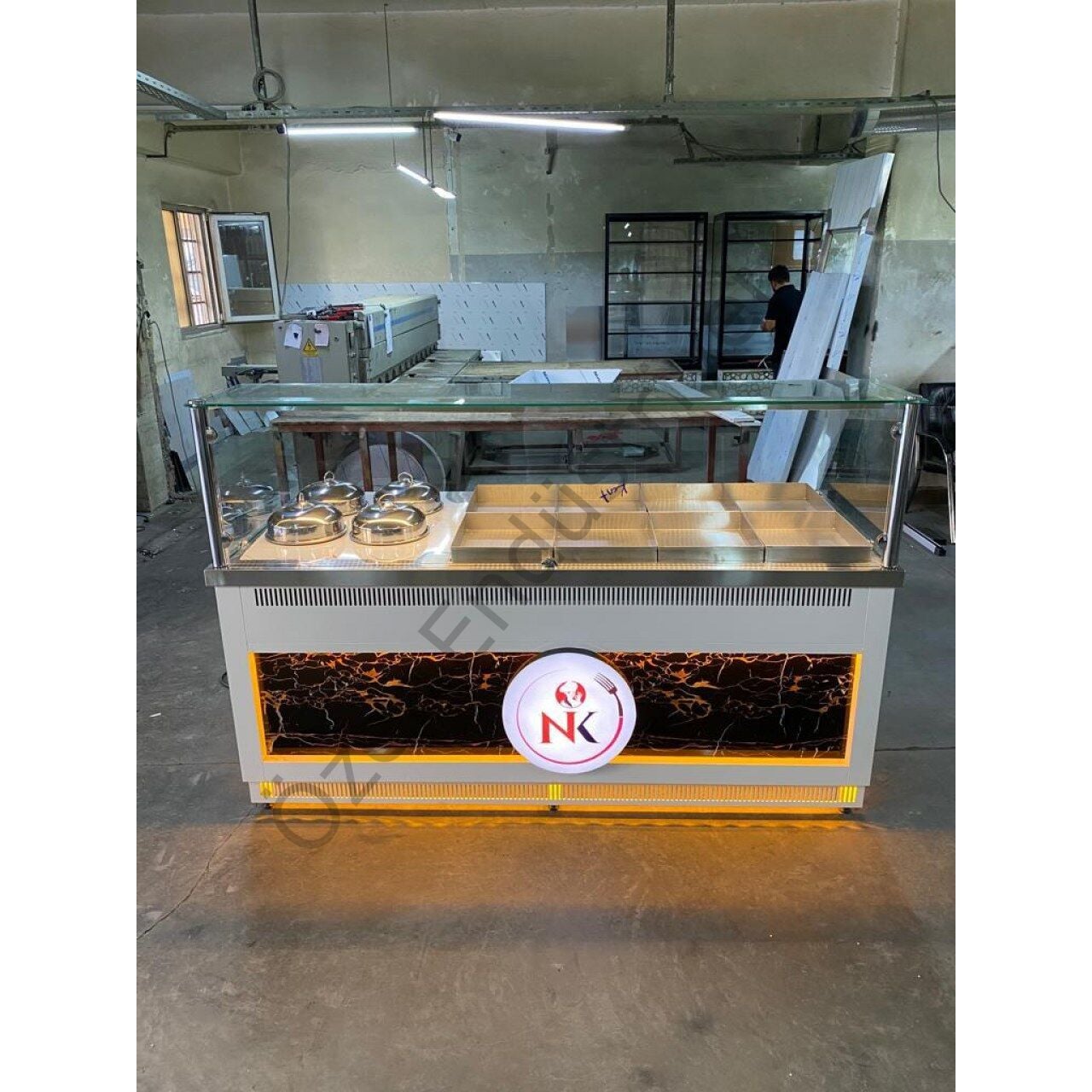 Sulu Sistem 8+4 Benmari Yemek Servis Tezgahı | Led Aydınlatmalı