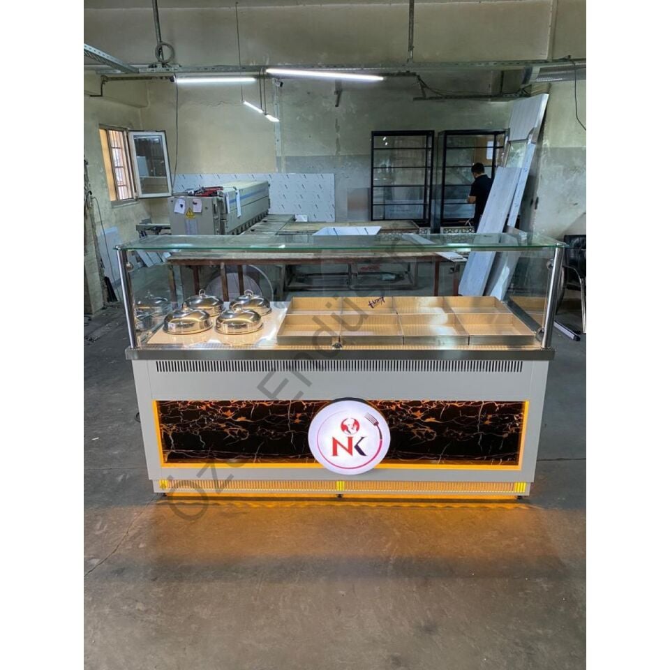 Sulu Sistem 8+4 Benmari Yemek Servis Tezgahı | Led Aydınlatmalı