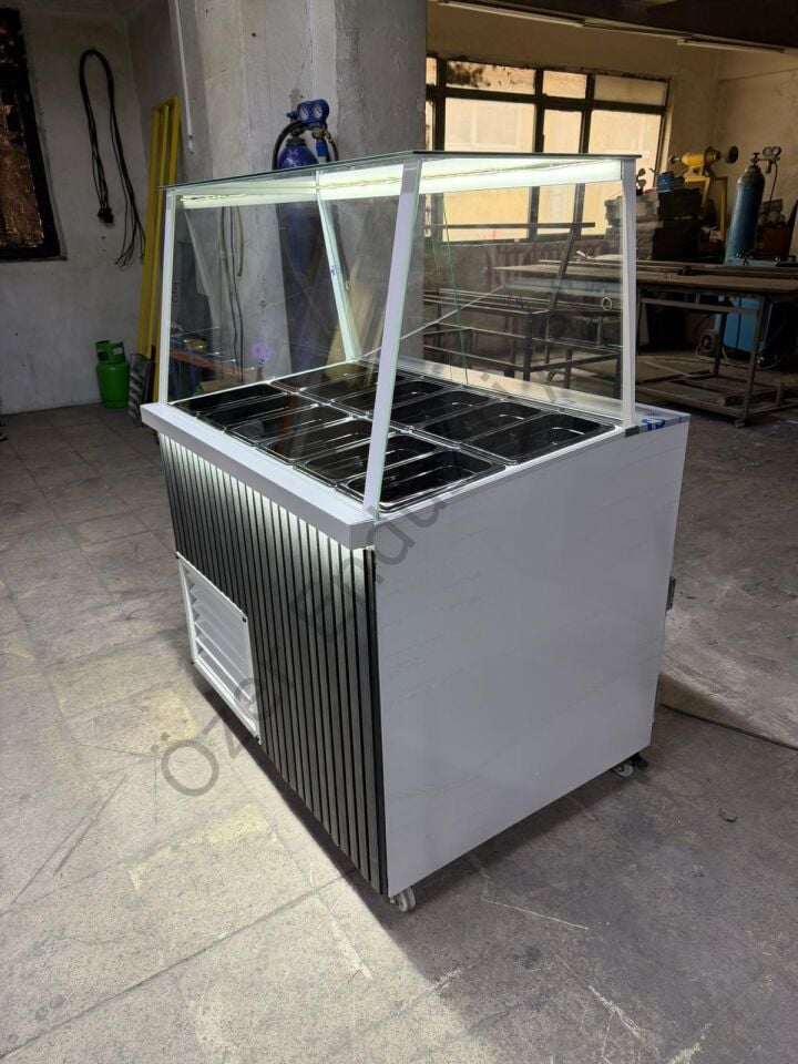 100 cm Soğutmalı Kumpir Tezgahı | Kutu Camlı Kumpir Dolabı