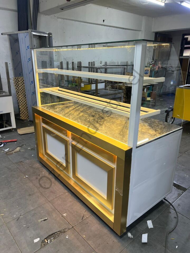 Gold Detaylı Isıtmalı Baklava Teşhir Tezgahı