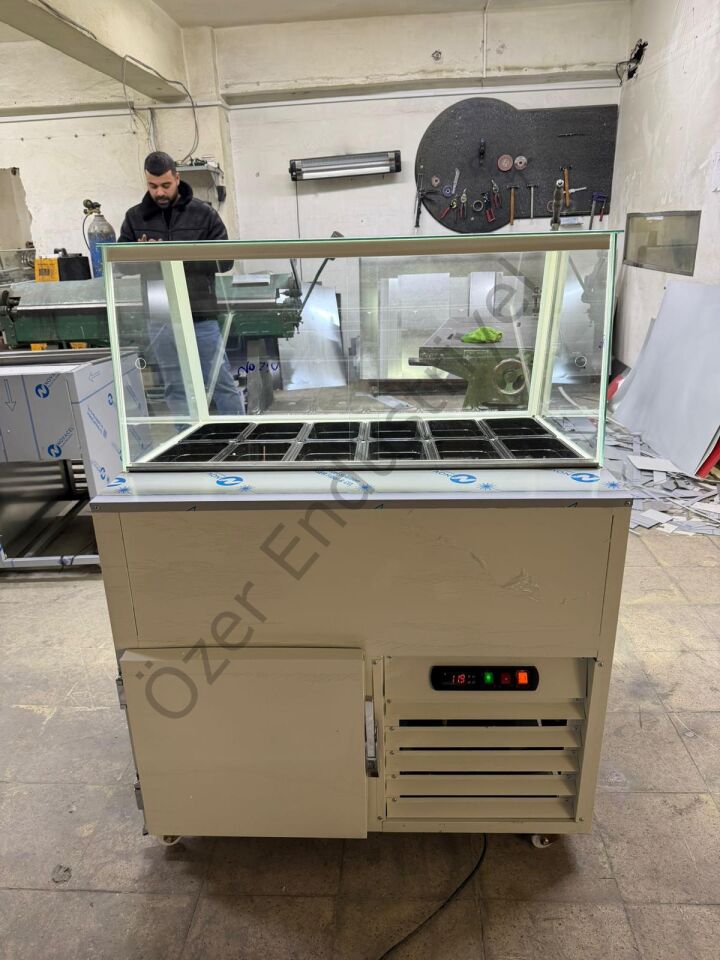 100 CM Soğutmalı Kumpir Dolabı – Kare Camlı Kumpir Tezgahı