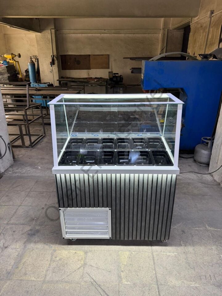 100 CM Soğutmalı Kumpir Dolabı – Kare Camlı Kumpir Tezgahı