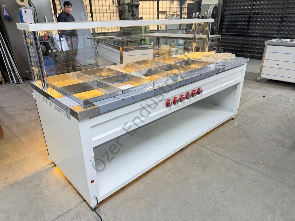 Endüstriyel Lokanta Servis Tezgahı – Kuru Sistem Yemek Tezgahı