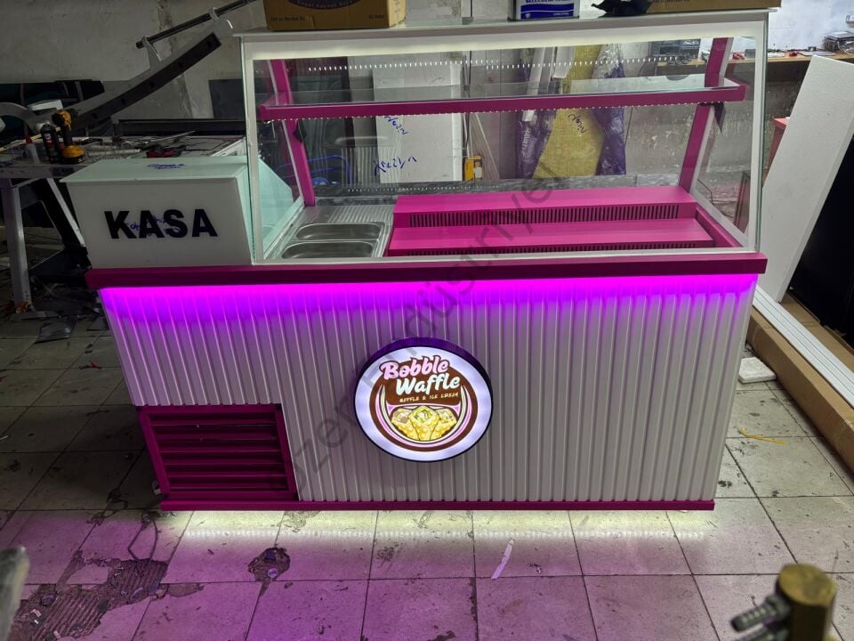 170 Cm Soğutmalı Waffle Dolabı ve Kasa Bankosu | +4°C Waffle Tezgahı