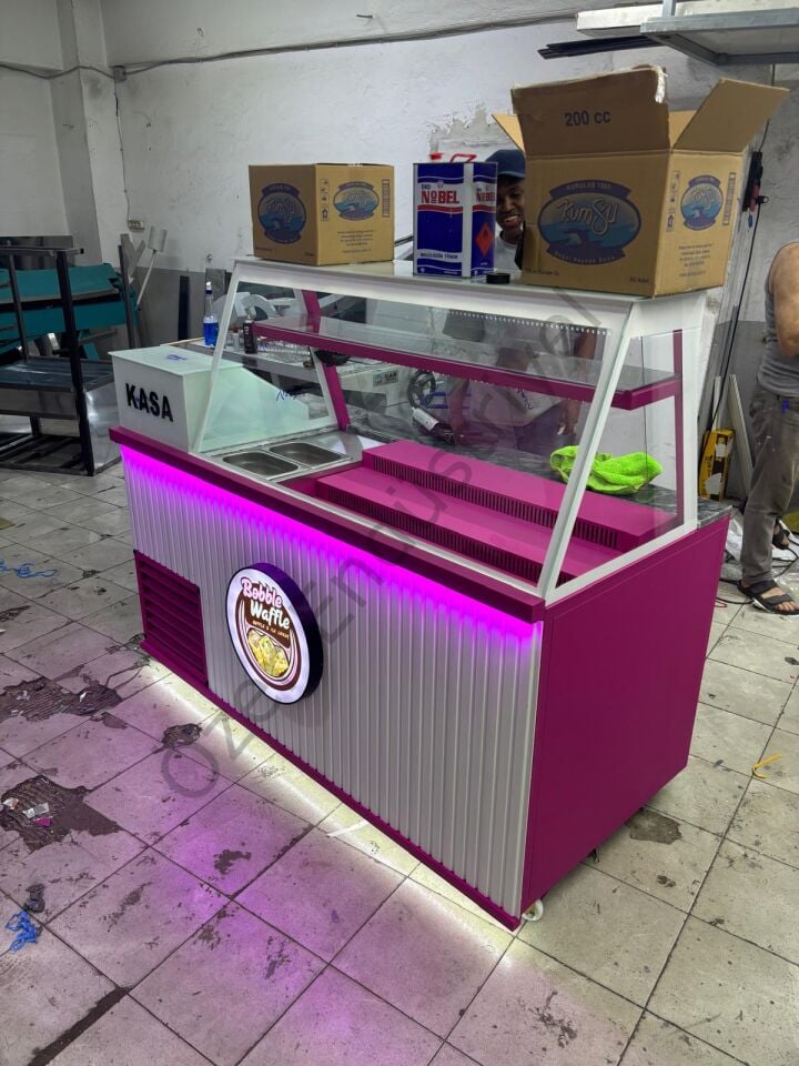 170 Cm Soğutmalı Waffle Dolabı ve Kasa Bankosu | +4°C Waffle Tezgahı