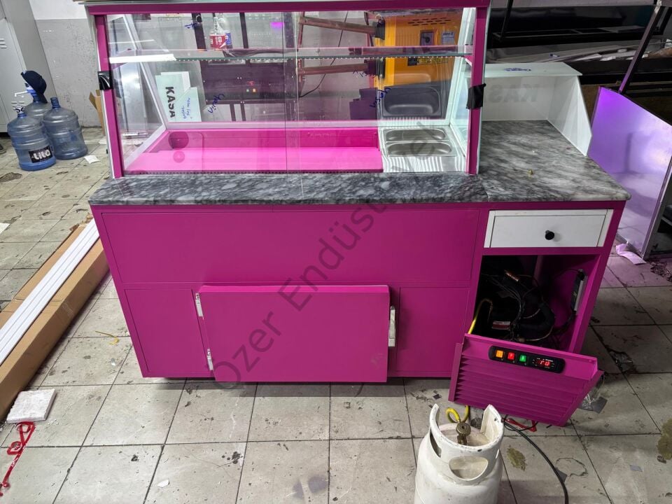 170 Cm Soğutmalı Waffle Dolabı ve Kasa Bankosu | +4°C Waffle Tezgahı