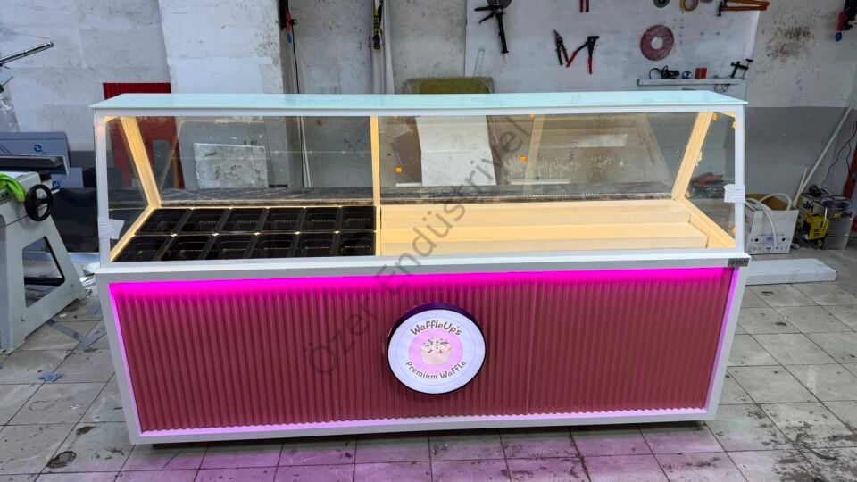 250 Cm Kumpir ve Waffle Tezgahı | Soğutmalı Kumpir Waffle Dolabı