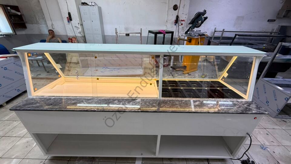 250 Cm Kumpir ve Waffle Tezgahı | Soğutmalı Kumpir Waffle Dolabı