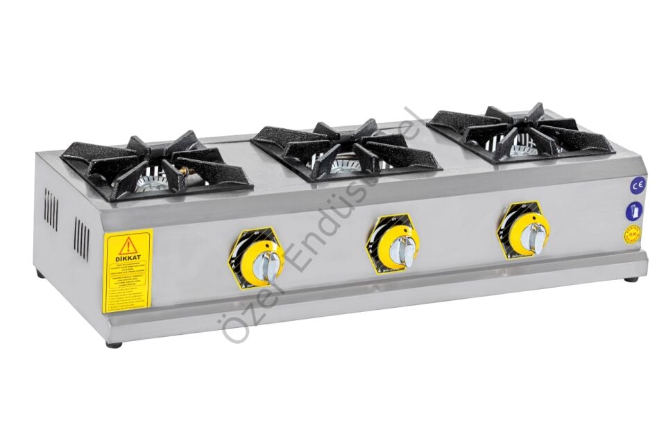 3 Gözlü Mini Gazlı Ocak Paslanmaz Çelik LPG & Doğalgaz Uyumlu