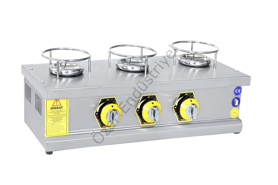 3 Gözlü Paslanmaz Set Üstü Künefe Ocağı 70x25 cm LPG & Doğalgaz