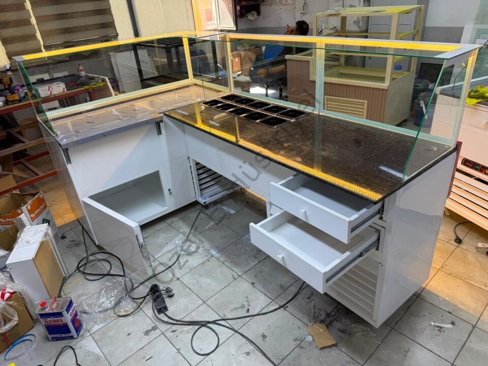 L Tipi Soğutmalı Çiğköfte ve Salatbar Tezgahı