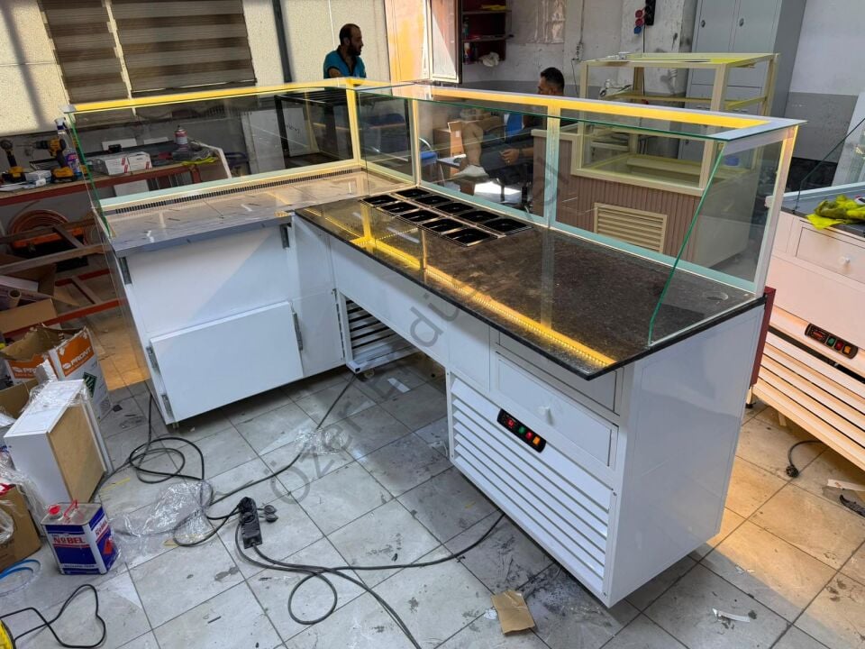 L Tipi Soğutmalı Çiğköfte ve Salatbar Tezgahı