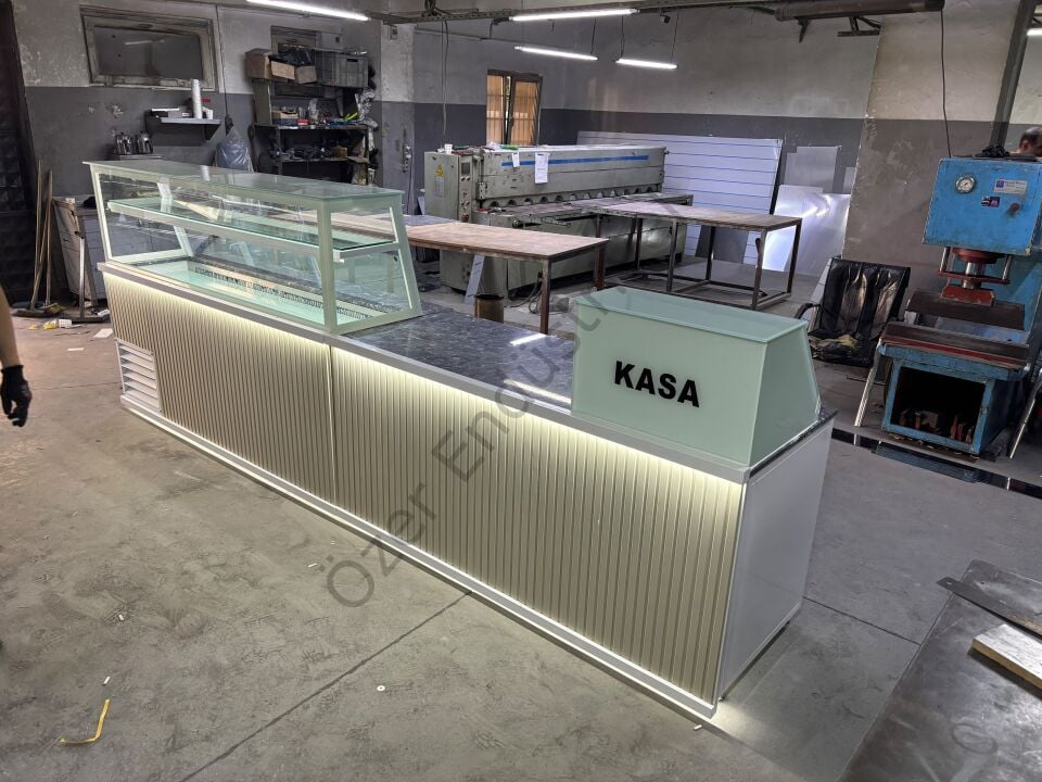 4 Metre Granit Tezgahlı Çiğköfte Seti | Krem Dekor